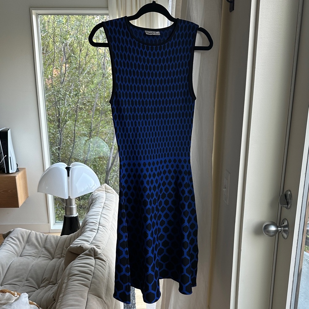 Blue Patterned Sleeveless Dress